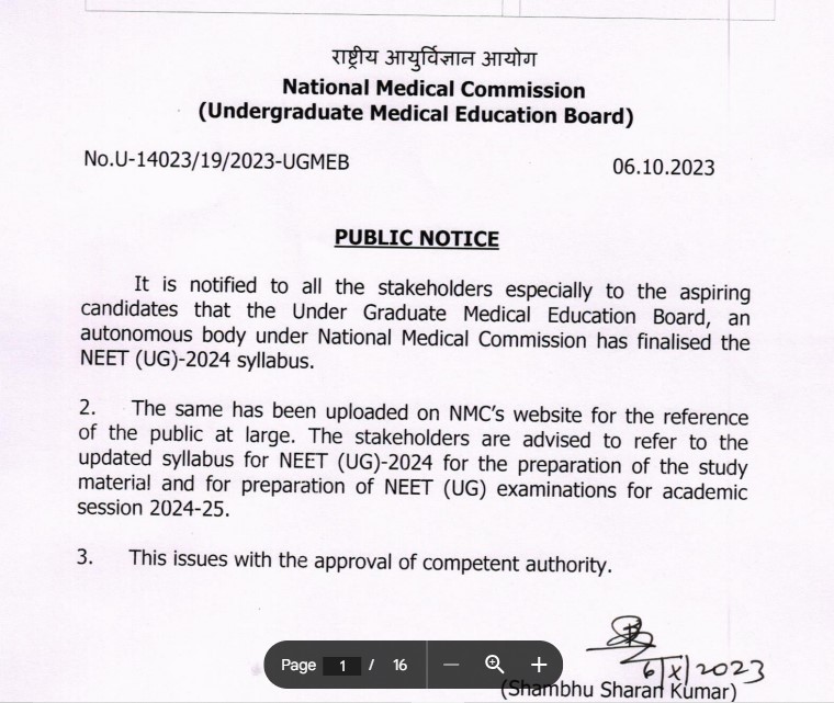 New Syllabus For NEET Graduate