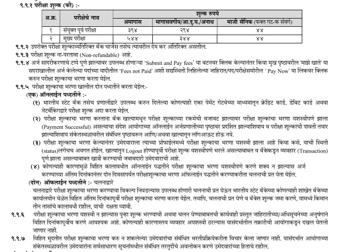 Talathi Application Fees 2026