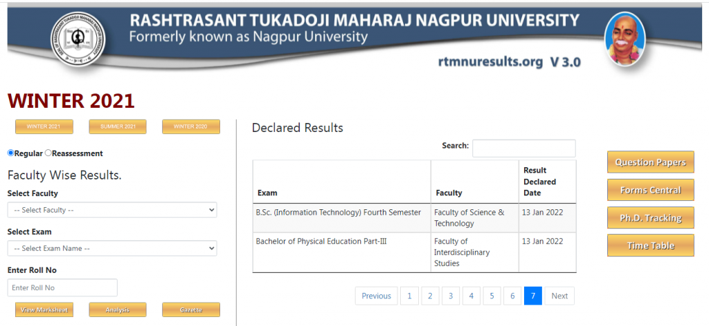 RTMNU Winter 2021 Result Released BA,BCom,B.Sc,BBA, BCCA,BE,LLB