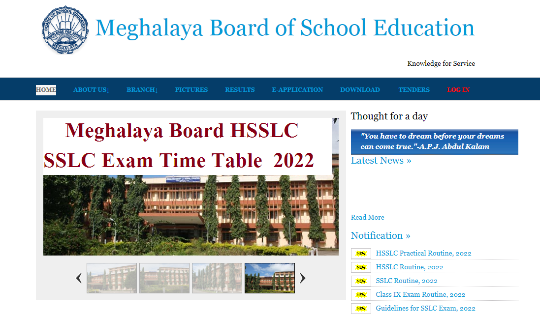 Meghalaya Board HSSLC SSLC Exam Time Table  2022