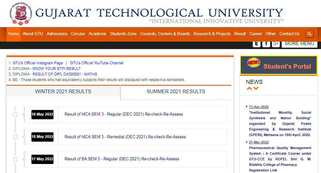 GTU Result 2021 Released