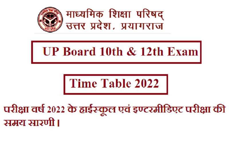 UP Board 10th & 12th Exam Time Table 2022