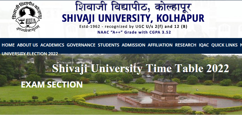 Shivaji University Time Table 2022 For BA BSC BCOM BBA BCA MA MSC