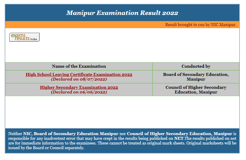 Manipur Board HSLC 10th Result 2022