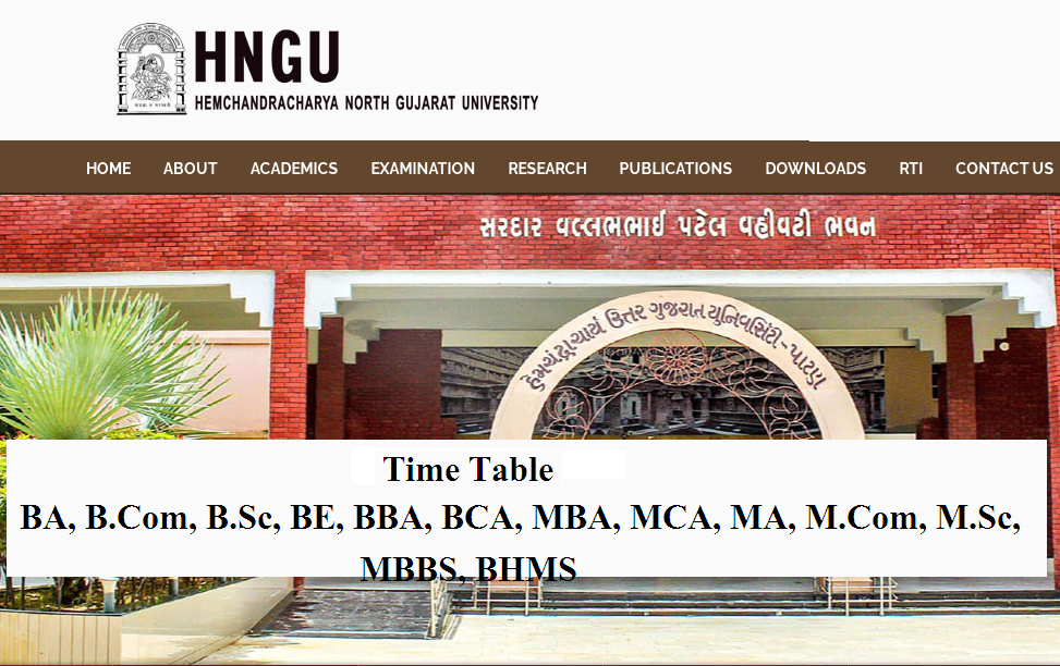 HNGU Time Table 2024