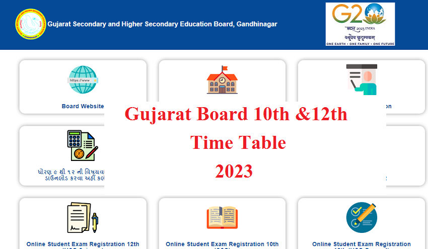 Gujarat Board 12th Time Table 2023