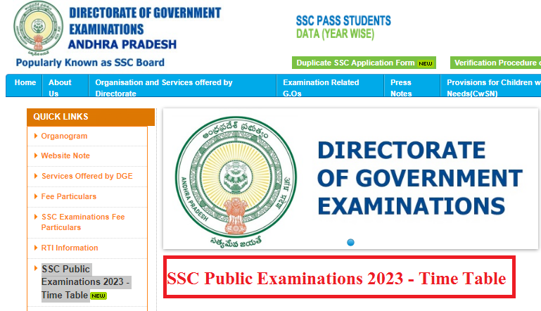 Andhra Prased SSC Exams 2023 Time Table