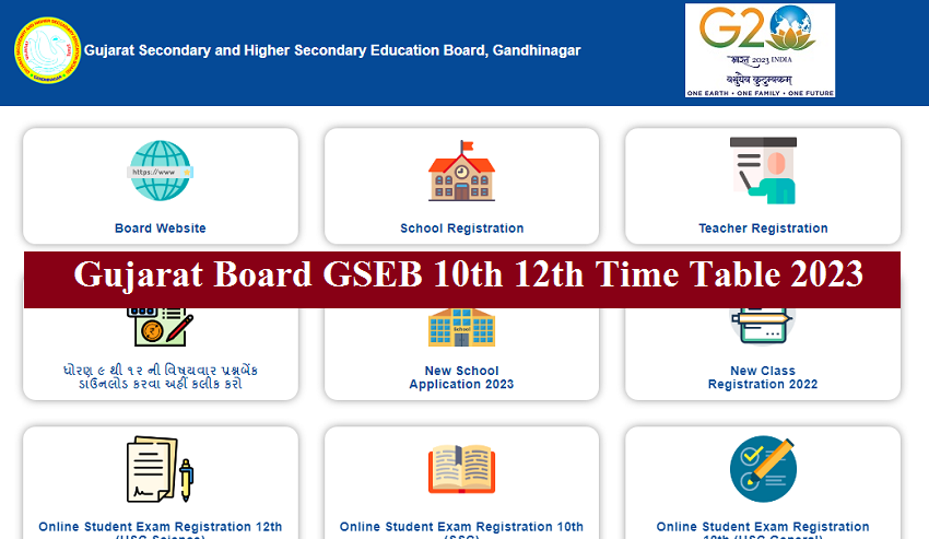 Gujarat Board GSEB 10th 12th Time Table 2023