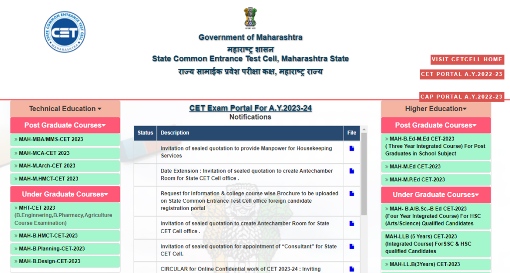 Maharashtra MHT CET 2023 Exam Online Registration (Started) Check ...