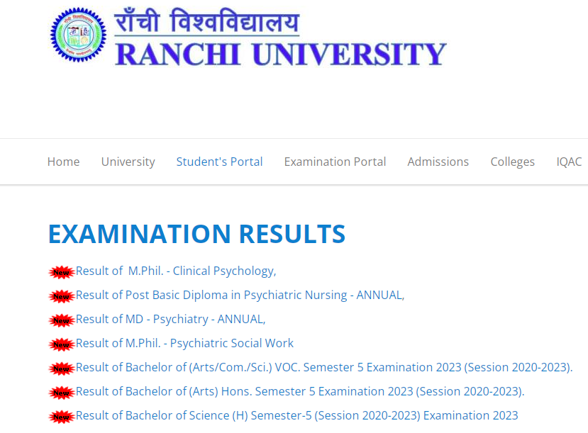 Ranchi University Result 2023