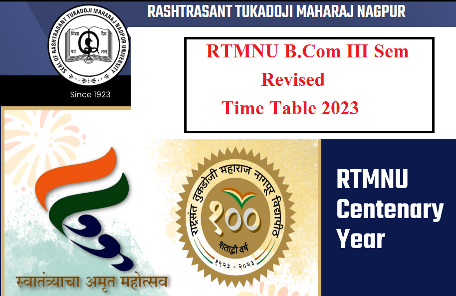 RTMNU BCom III Sem Revised Time Table 2023
