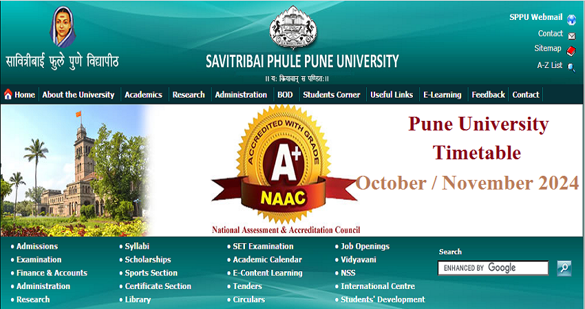 Pune University Timetable OCT / NOV 2024