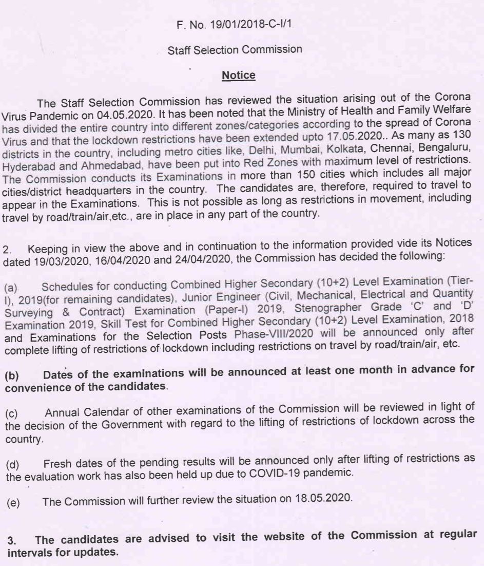 SSC New notification