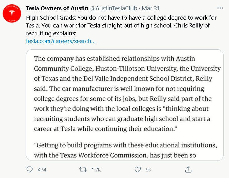 Tesla Recruitment 2021-22