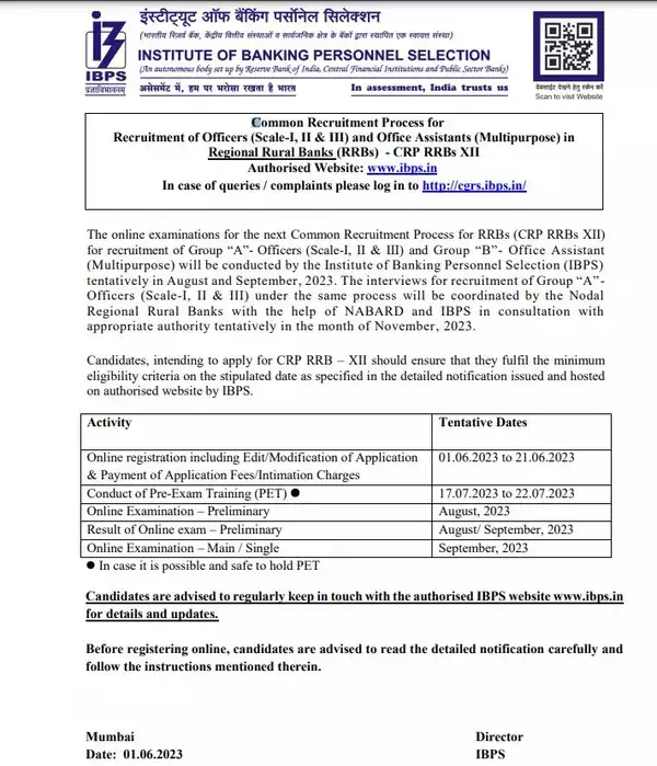 IBPS RRB Notifications 2023