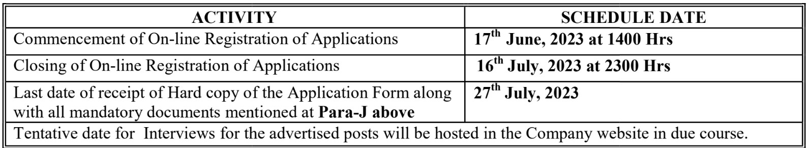 BDL Bharti 2023 - Important Dates