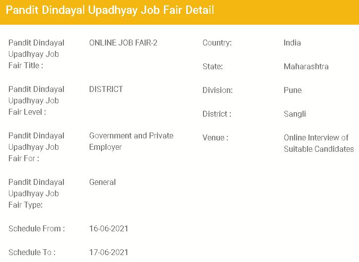 Sangli Job Fair 2021