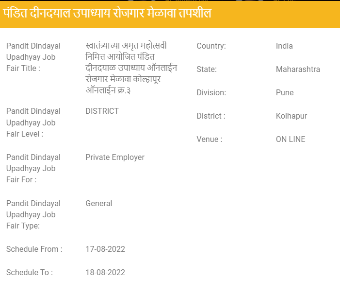 Kolhapur Job Fair 2022
