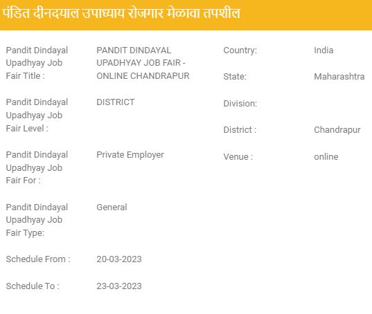 Chandrapur Online Job Fair 