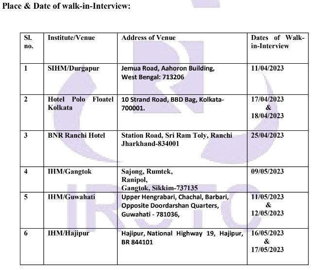 IRCTC Bharti 2023