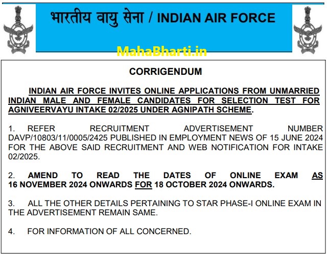 IAF Agniveer Admit Card 2024