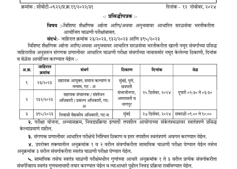 MPSC Screening Test Date