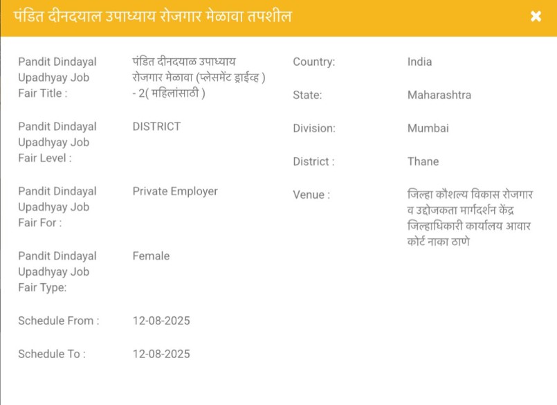 Thane Namo Rojgar Melava, Job Fair 2025