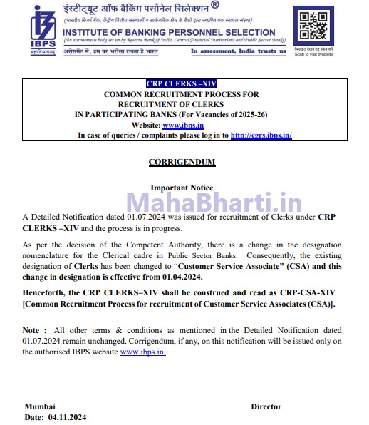 IBPS CSA Bharti 2024-2025