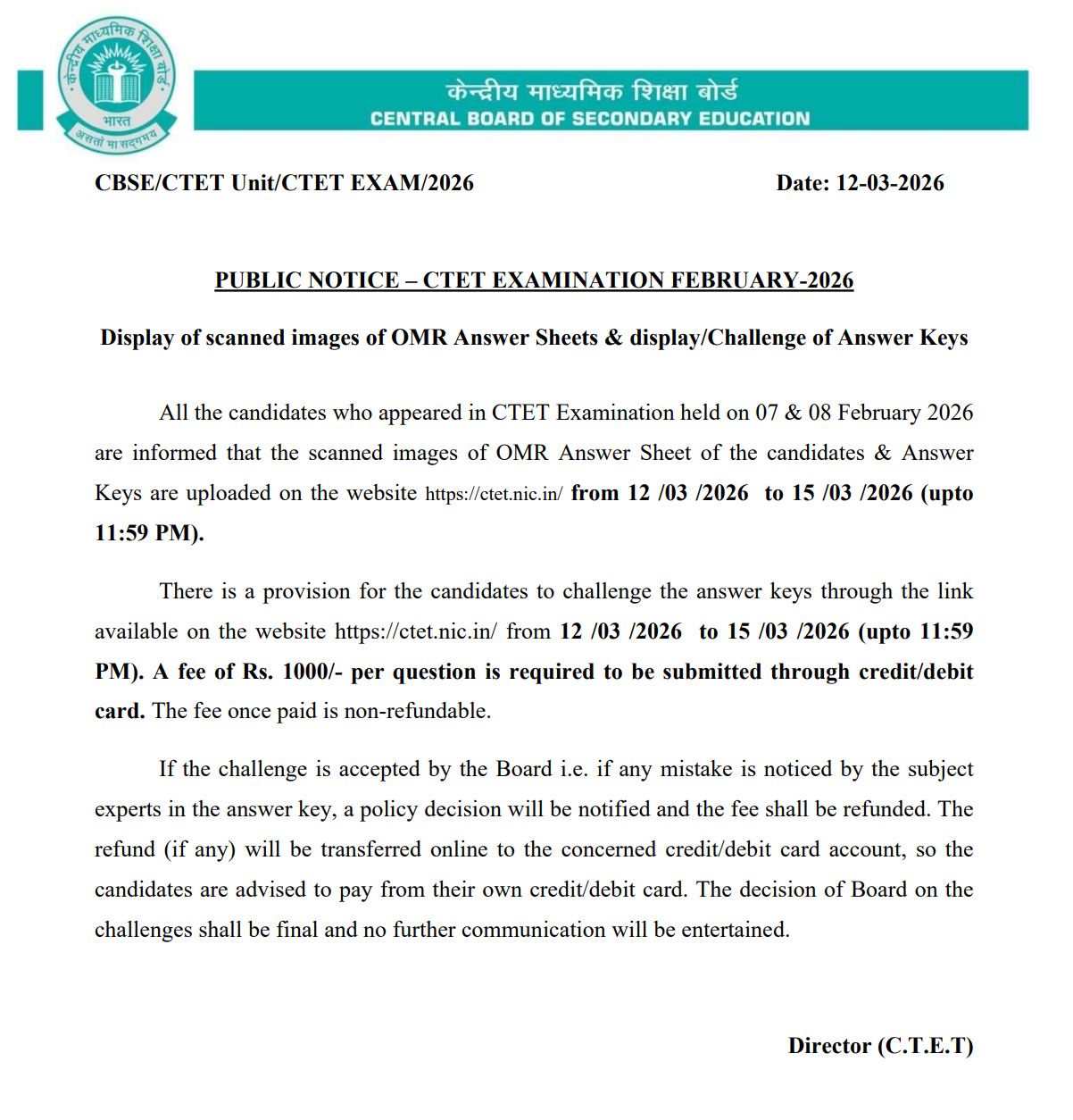 CTET Answer Key PDF Downloads