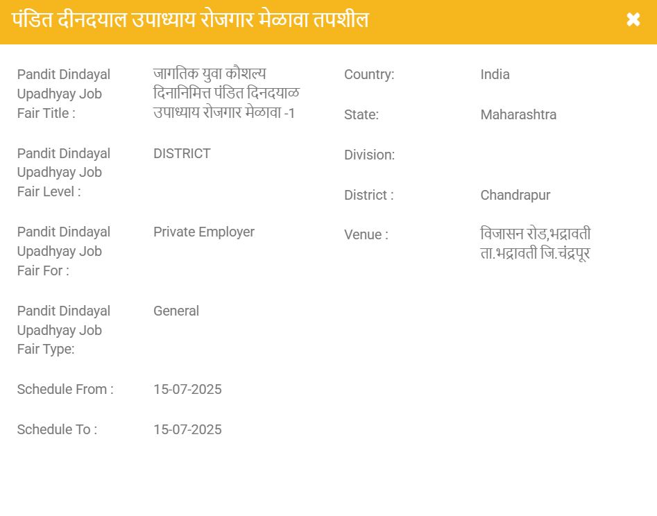 Chandrapur Rojgar Melava 2025 