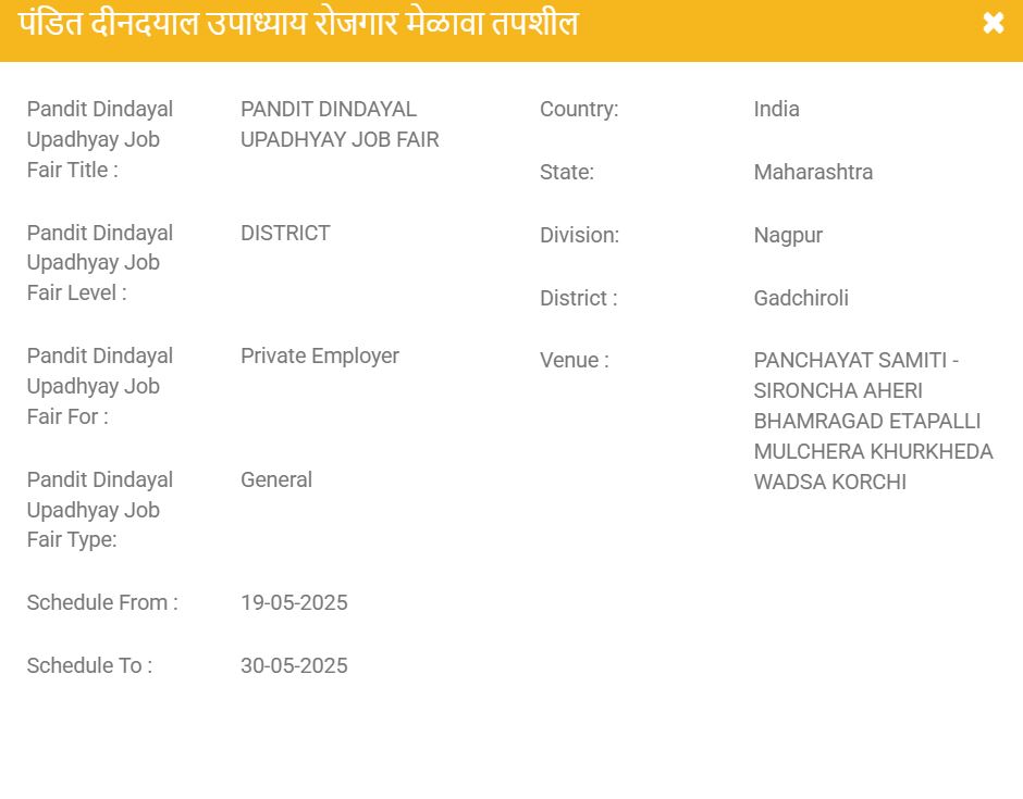 Gadchiroli Job Fair 2025 Details 