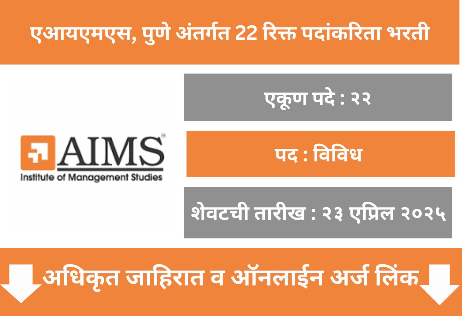AIMS Institute Pune Online (e-mail) Application 2025