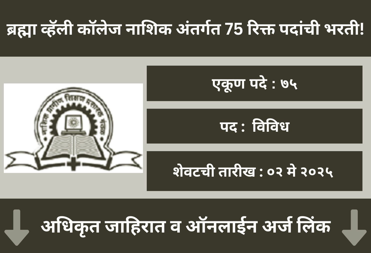 Brahma Valley College Nashik Recruitment 2025