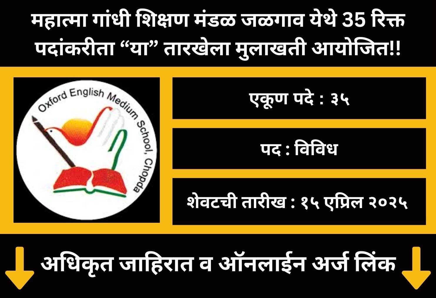 Mahatma Gandhi Shikshan Mandal's Jalgaon walk in interview 2025