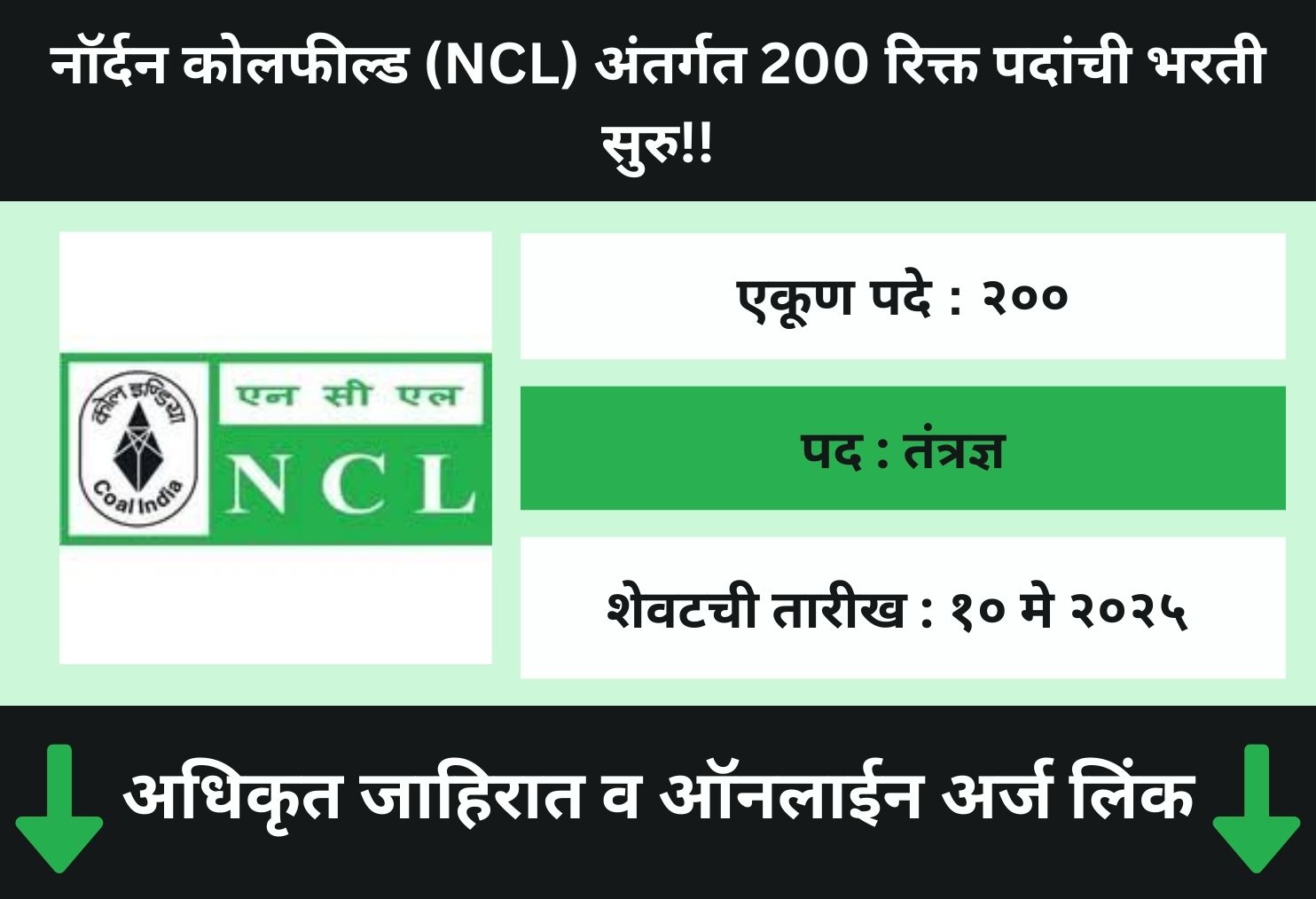 Northern Coalfields Limited Bharti 2025