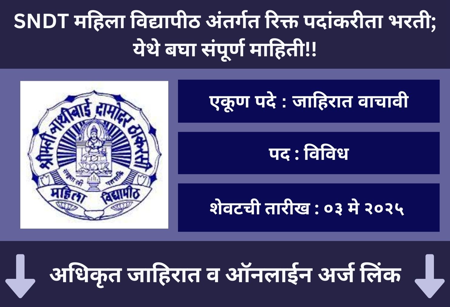 SNDT Womens University Recruitment 2025