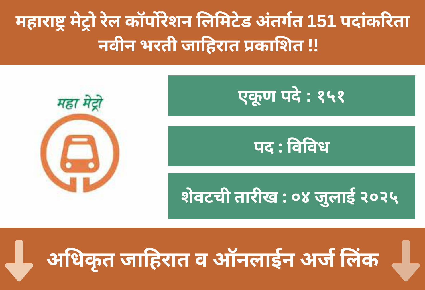 Maha Metro Recruitment 2025