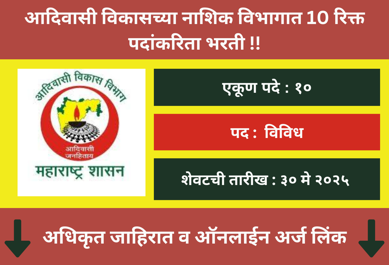 Adivasi Vikas Vibhag Nashik Recruitment 2025