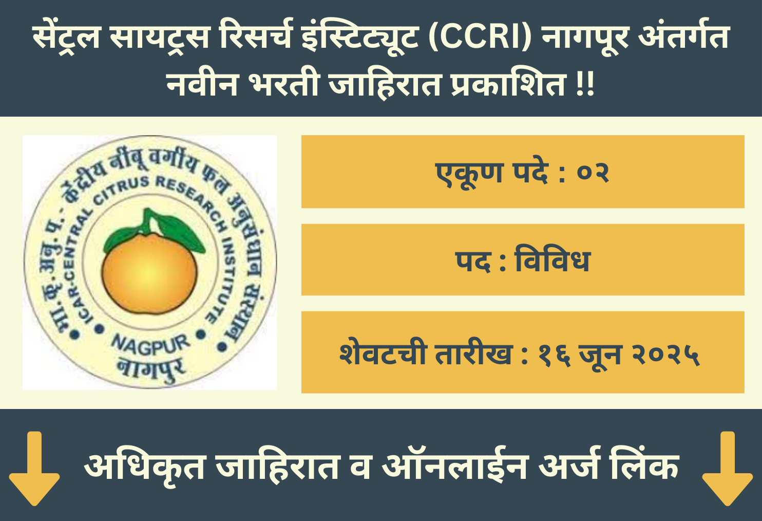 CCRI Nagpur Walk In Application 2025