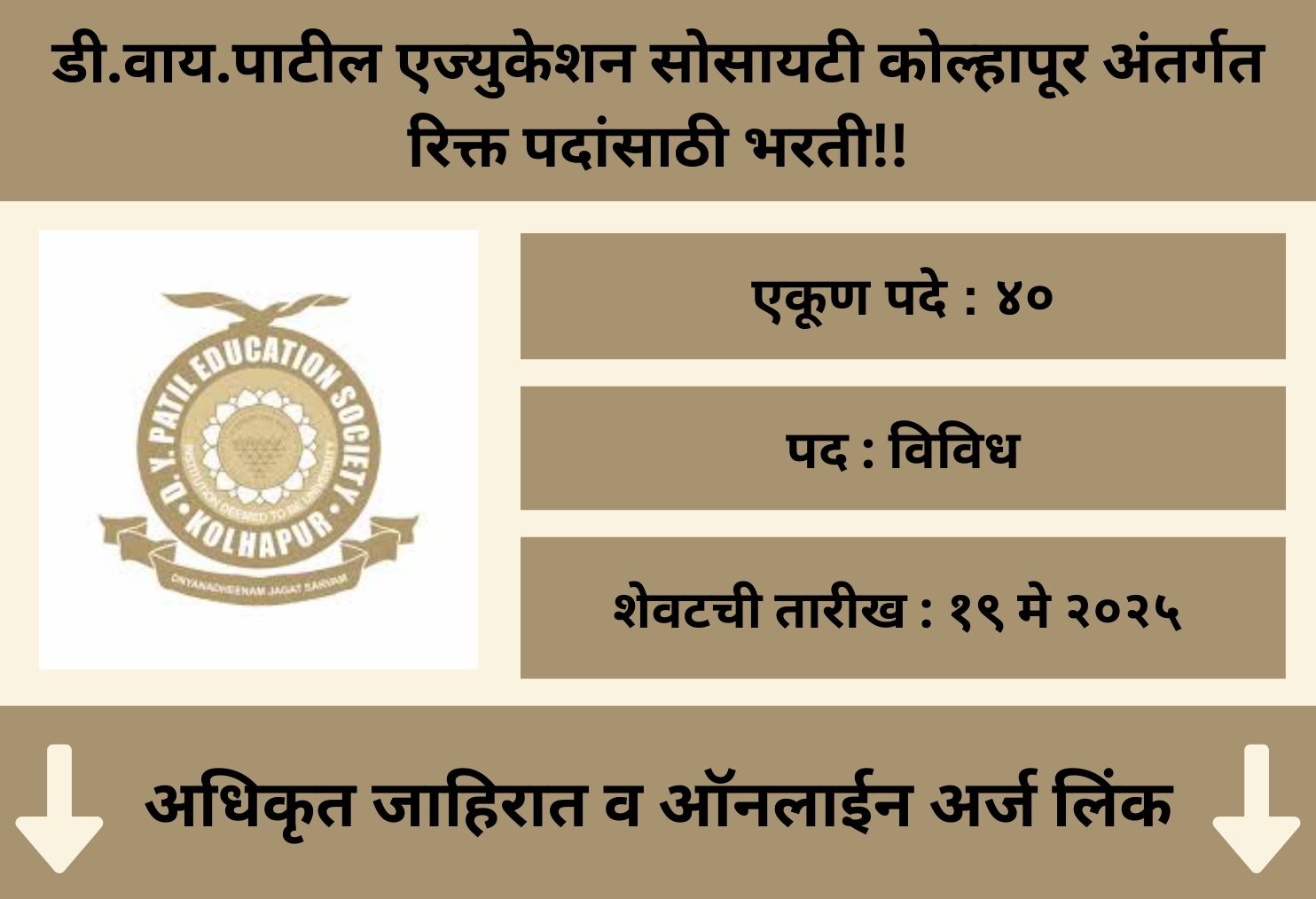  DY Patil Education Society Kolhapur Recruitment 2025