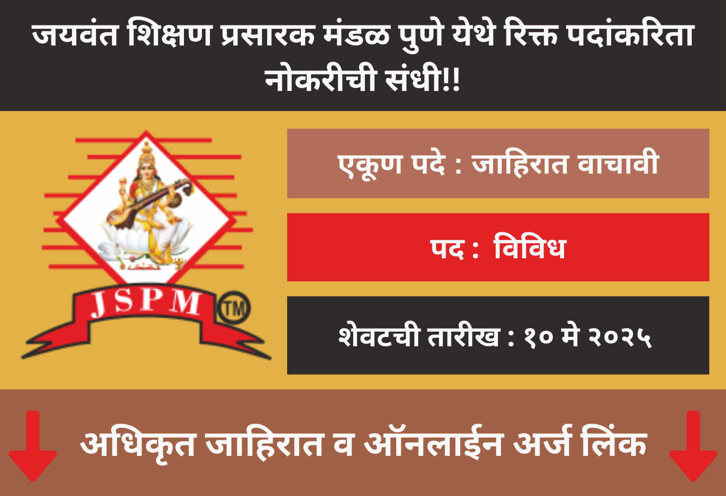 Jaywant Shikshan Prasarak Mandal Pune Recruitment 2025