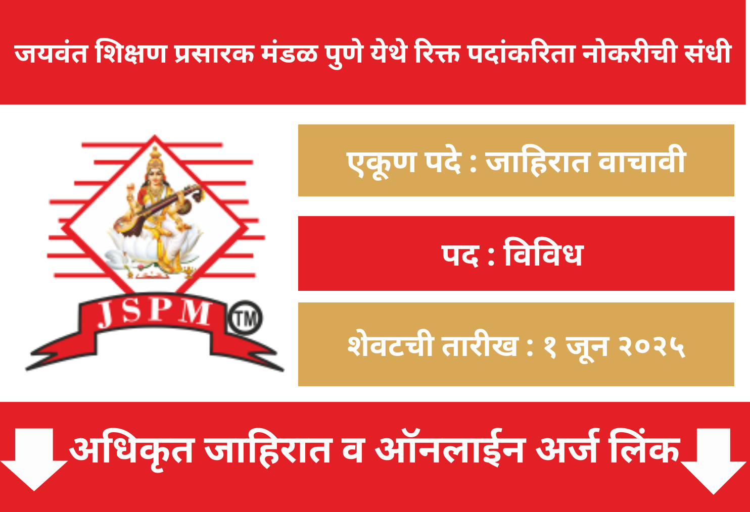 Jaywant Shikshan Prasarak Mandal Pune Recruitment 2025
