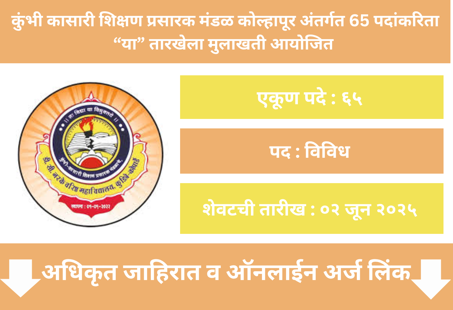 Kumbhi Kasari Shikshan Prasarak Mandal Kolhapur Recruitment 2025