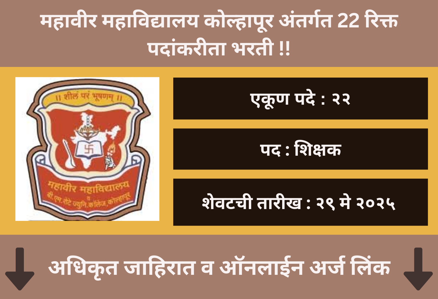 Mahaveer Mahavidyalaya Kolhapur Bharti 2025
