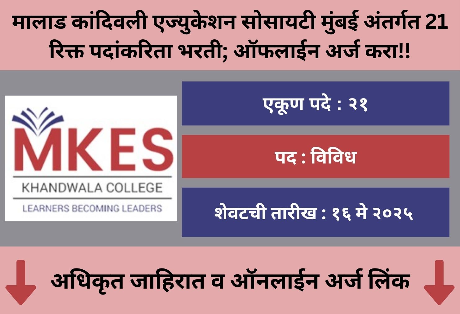 Malad Kandivali Education Society Mumbai Recruitment 2025