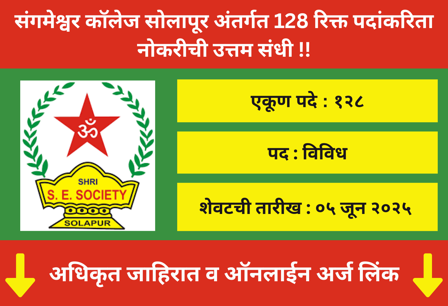 Sangameshwar College Solapur Recruitment 2025