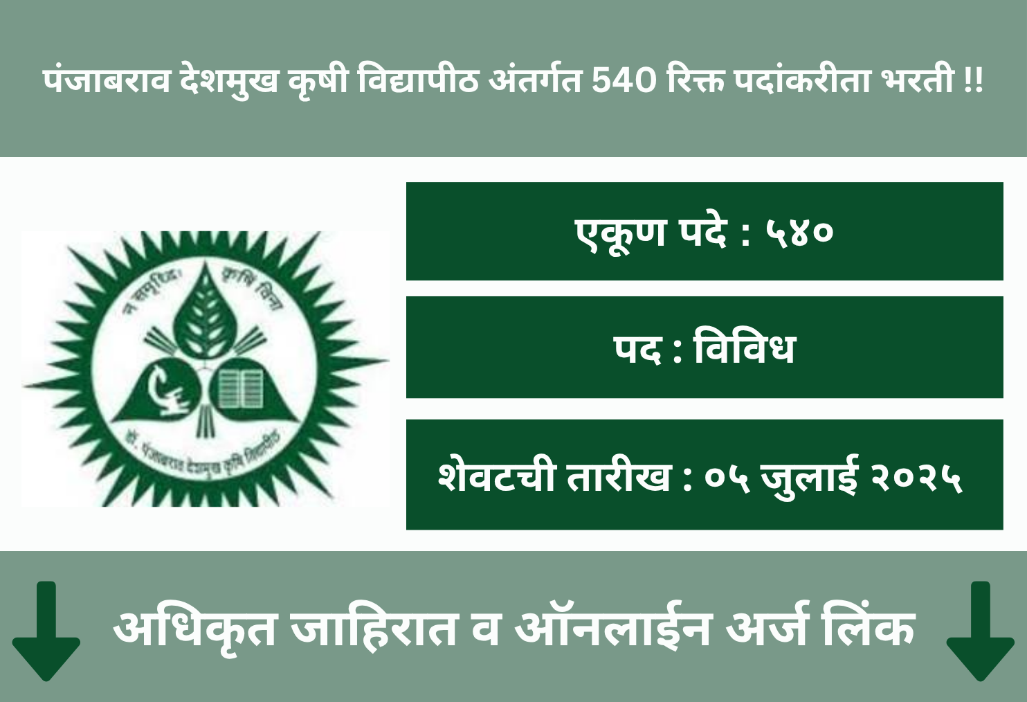 PDKV Akola Recruitment 2025