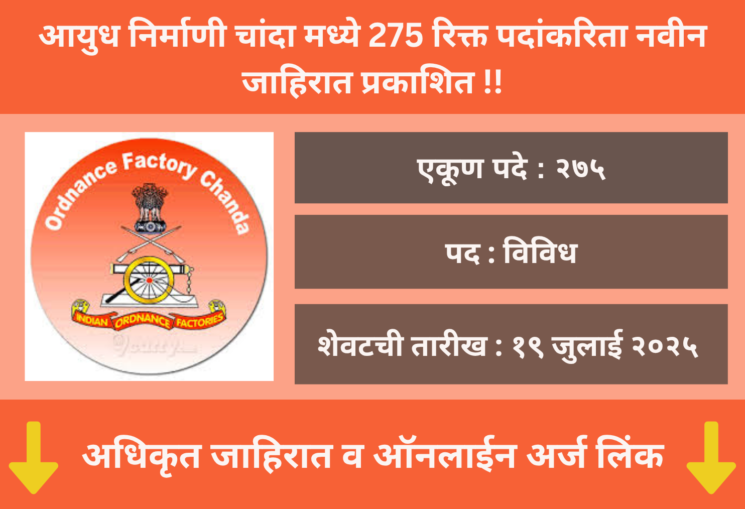 Ordnance Factory Chanda Recruitment 2025