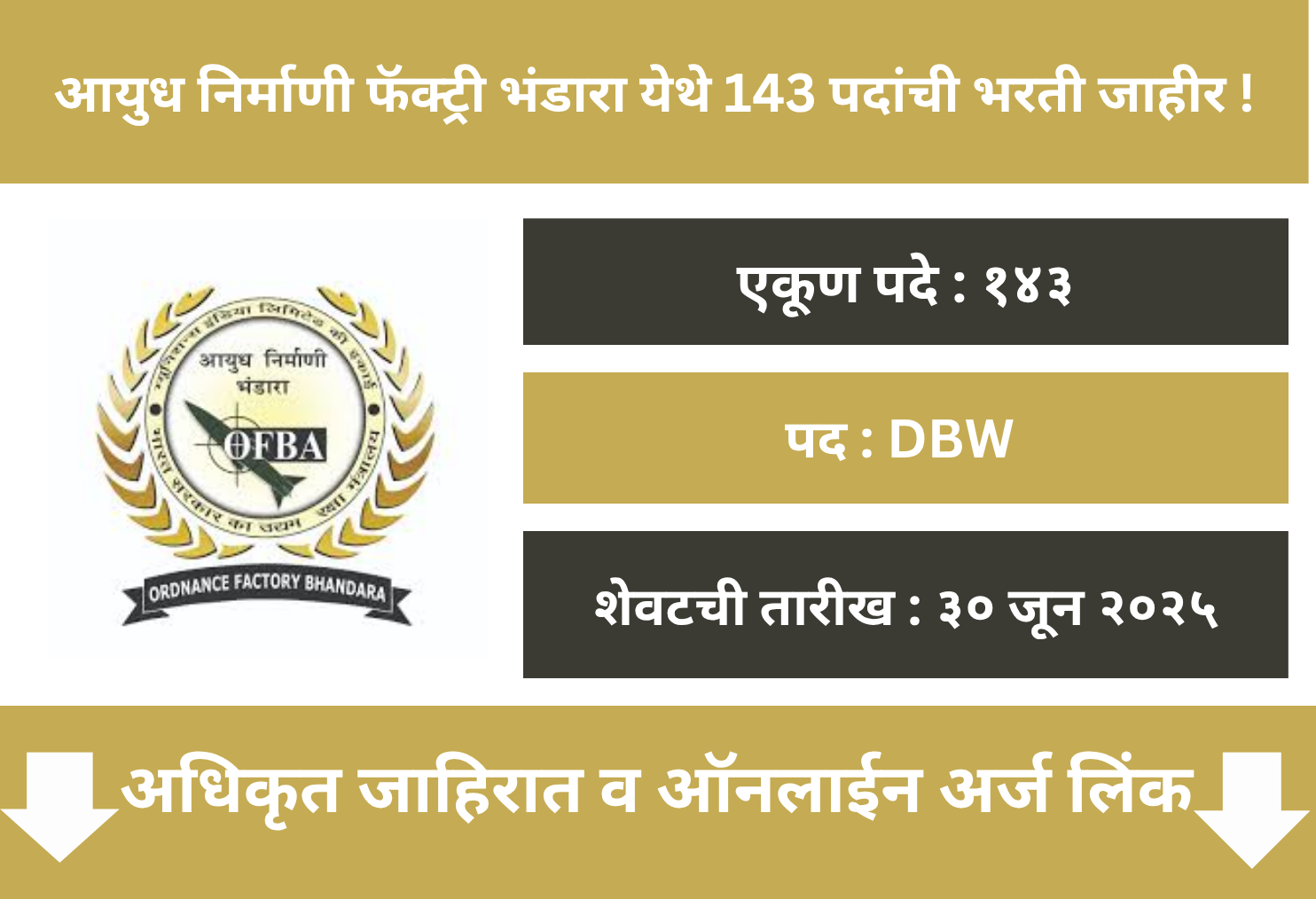 Ordnance Factory Bhandara Recruitment 2025