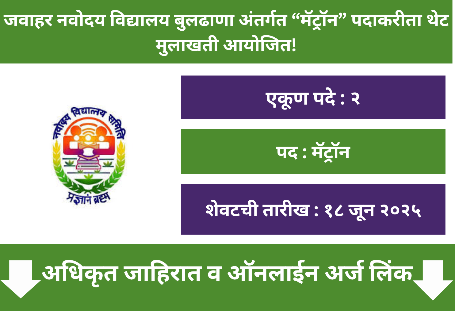 JNV Buldhana Recruitment 2025